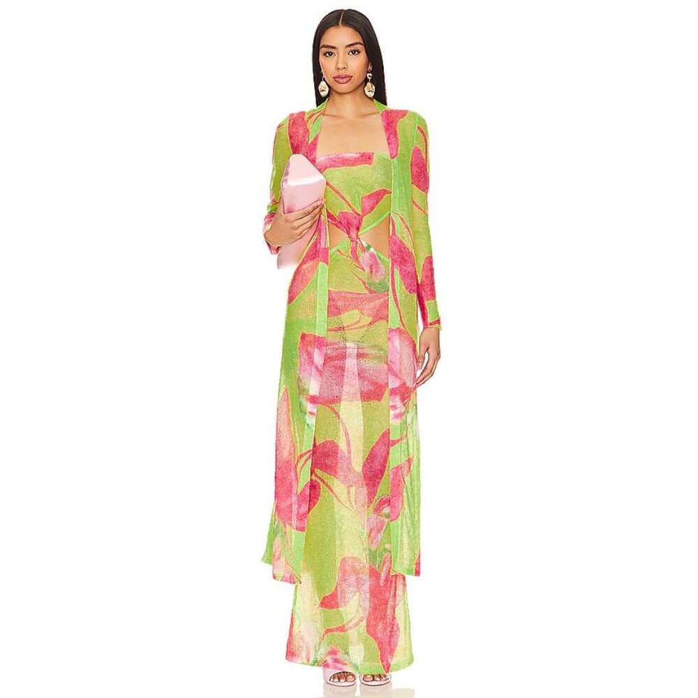retrofete Cruz Duster in Lime Anthurium Green Pink